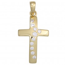 Anhänger Kreuz 333 Gelbgold 10 Zirkonia Kreuzanhänger Goldkreuz