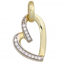 Anhänger Herz 333 Gelbgold bicolor mit Zirkonia Herzanhänger