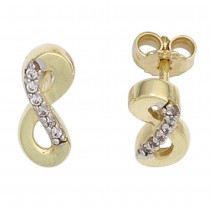 Ohrstecker Unendlichkeit 333 Gelbgold bicolor mit Zirkonia Ohrringe