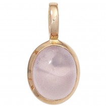 Anhänger oval 585 Rotgold 1 Rosenquarz Cabochon rosa Goldanhänger
