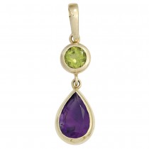 Anhänger 585 Gelbgold 1 Peridot grün 1 Amethyst violett Goldanhänger