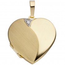 Medaillon Herz 585 Gelbgold mattiert Anhänger zum Öffnen