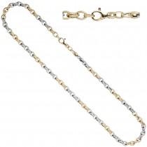 Collier Halskette 585 Gelbgold Weißgold bicolor 45cm Kette Goldkette