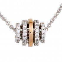 Collier Kette mit Anhänger 585 Gold bicolor 64 Diamanten Brillanten 45cm