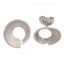 Ohrstecker 585 Weißgold matt 2 Diamanten Brillanten 0,07ct. Ohrringe