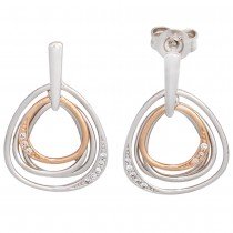 Ohrhänger 585 Weißgold Rotgold bicolor 16 Diamanten Ohrringe Ohrstecker