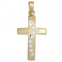 Anhänger Kreuz 333 Gelbgold 10 Zirkonia Kreuzanhänger Goldkreuz