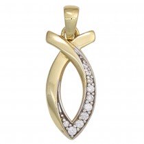 Anhänger Ichthys 333 Gelbgold bicolor 9 Zirkonia