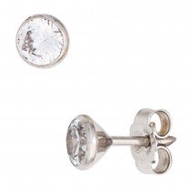 Ohrstecker rund 333 Gold Weißgold 2 Zirkonia Ohrringe Goldohrstecker