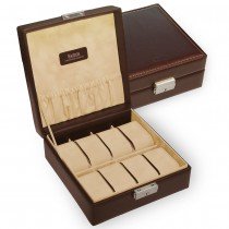 Sacher Uhrenetui Uhrenkasten NEW CLASSIC braun für 8 Uhren abschließbar Fenster