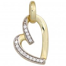 Anhänger Herz 333 Gelbgold bicolor mit Zirkonia Herzanhänger