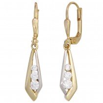 Boutons 333 Gelbgold bicolor 6 Zirkonia Ohrringe Ohrhänger Goldohrringe
