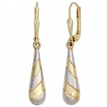 Boutons Tropfen 333 Gelbgold bicolor Ohrringe Ohrhänger Goldohrringe
