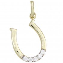 Anhänger Hufeisen 333 Gelbgold bicolor 5 Zirkonia