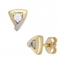 Ohrstecker dreieckig 333 Gelbgold bicolor 2 Zirkonia Ohrringe