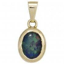 Anhänger oval 585 Gelbgold 1 Opal-Triplette Goldanhänger