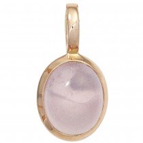 Anhänger oval 585 Rotgold 1 Rosenquarz Cabochon rosa Goldanhänger