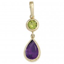 Anhänger 585 Gelbgold 1 Peridot grün 1 Amethyst violett Goldanhänger