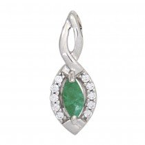 Anhänger 333 Gold Weißgold 1 Smaragd grün 10 Diamanten Brillanten Goldanhänger