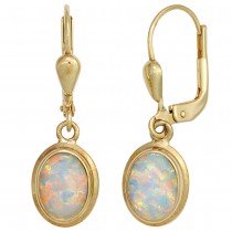 Boutons oval 333 Gelbgold 2 Opale Ohrringe Ohrhänger Goldohrringe