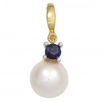 Anhänger 585 Gelbgold Weißgold 1 Süßwasser Perle 1 Safir Perlenanhänger