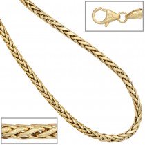 Zopfkette 585 Gelbgold 2,6mm 45cm Gold Kette Halskette Goldkette Karabiner