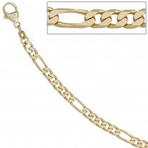 Figarokette 585 Gelbgold 4,4mm 50cm Gold Kette Halskette Goldkette Karabiner