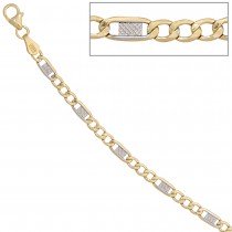 Steg-Panzerarmband 333 Gelbgold bicolor 19cm Gold Armband Goldarmband Karabiner