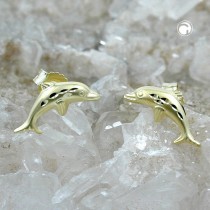 Ohrstecker Delfin diamantiert 375 Gold