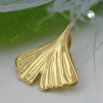Anhänger 12mm Ginkgoblatt glänzend 333 Gelbgold