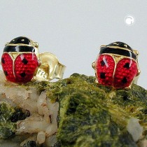 Stecker Marienkäfer rot-schwarz 333/- Gold