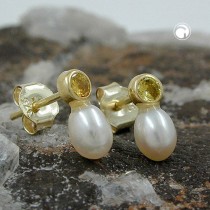 Ohrstecker Zirkonia-grün mit SWZP 375 Gold