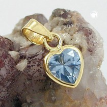 Anhänger Herz synt. Aqua 585 Gold