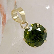 Anhänger 8mm großer Zirkonia oliv 375 Gold