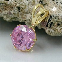 Anhänger 8mm Zirkonia-pink 375 Gold