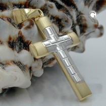 Anhänger Kreuz bicolor 14K Gold
