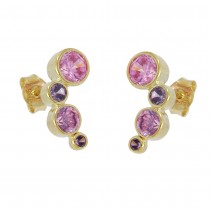 Ohrring Stecker Zirkonia pink-lila 375 Gold