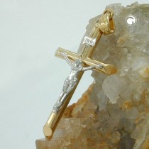 Anhänger Jesuskreuz bicolor 375 Gelbgold