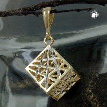Anhänger 10mm Würfel filigran 375 Gold