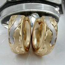 Creolen Ohrringe bicolor diamantiert 375 Gold