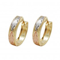 Creole Ohrring tricolor diamantiert 375 Gold