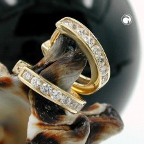 Creolen Ohrringe 11mm mit Zirkonias 375 Gold