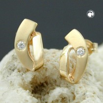 Ohrstecker matt-glänzend Zirkonia 375 Gold
