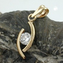 Anhänger oval mit Zirkonia 375 Gold