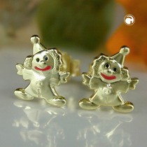 Ohrstecker Clown Mund-rot 375 Gold