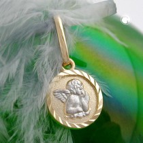 Anhänger Engelmotiv bicolor 375 Gold