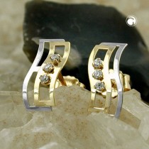 Ohrstecker bicolor Zirkonia 375 Gold