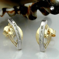 Ohrstecker bicolor Zirkonia 375 Gold