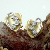 Ohrstecker Herz bicolor Zirkonia 375 Gold
