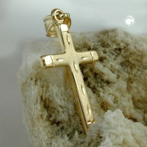 Anhänger Kreuz matt-diamantiert 375 Gold